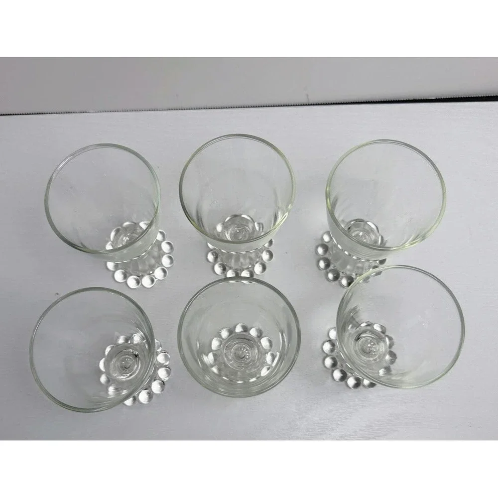 6 Vintage Anchor Hocking Berwick Boopie Wine Juice‎ Clear Glass 4 1/2 Inch